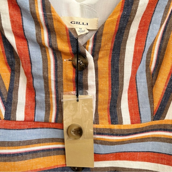 Gilli button front sleeveless striped linen blend midi dress size medium - Picture 7 of 8